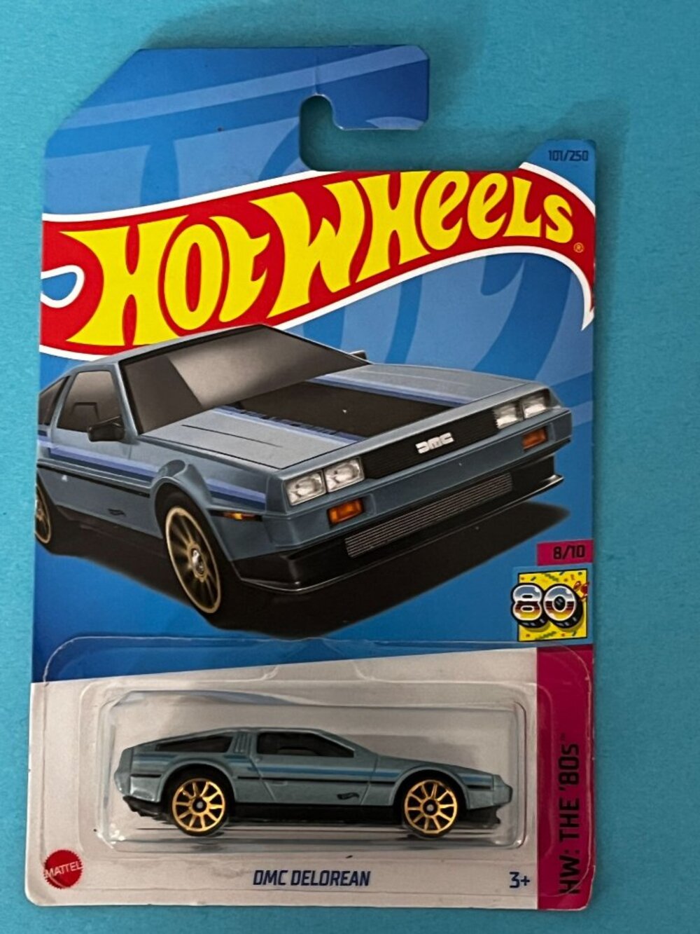 Hot Wheels DeLorean DMC 101/250 Blue HW The '80s 8/10 Die-cast 1/64